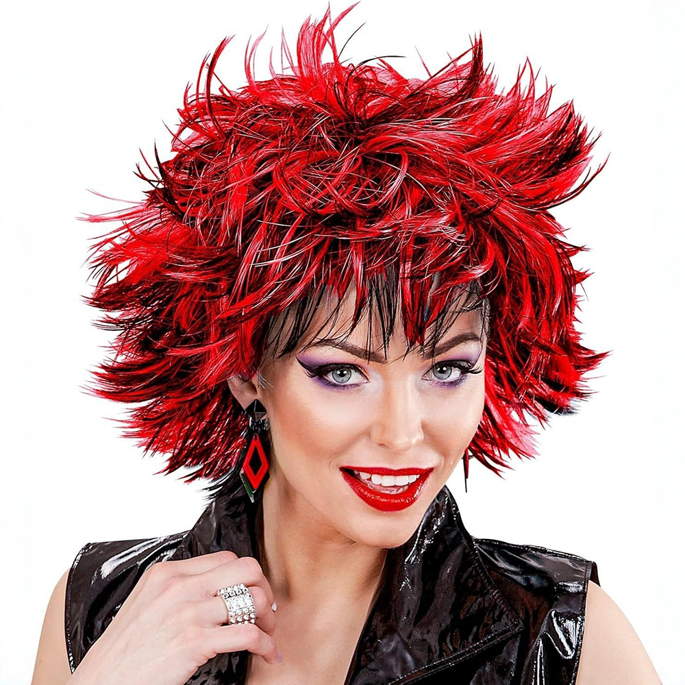 Wig Fiber Net - Black Red Afro Wig 11inch Button