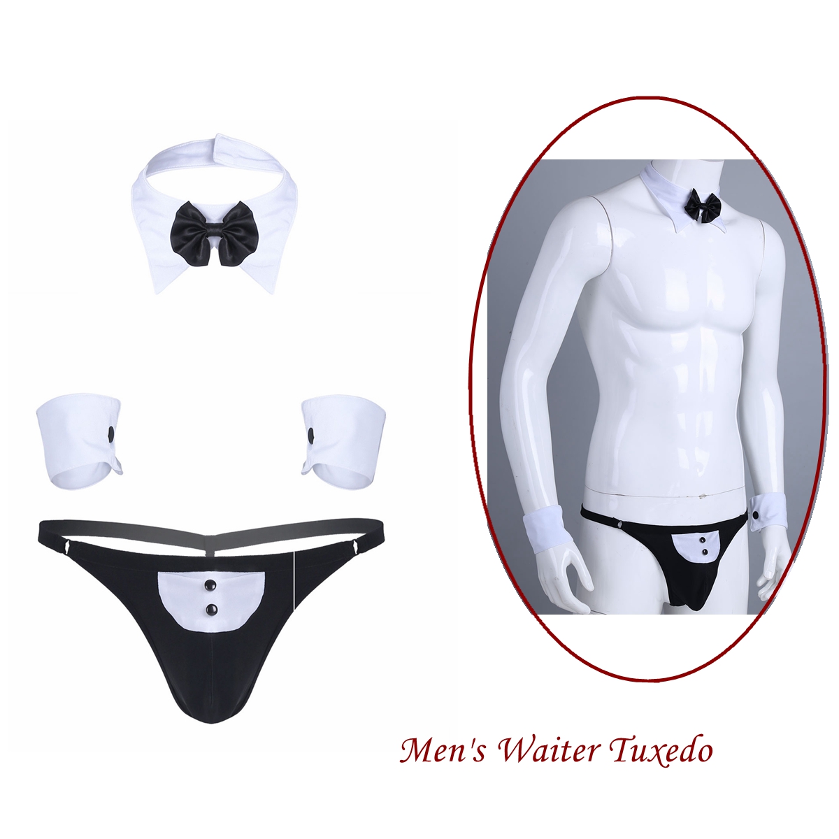 Men Cosplay Waiter Lingerie Se – Cosplay Prop Bow recenzja i cena