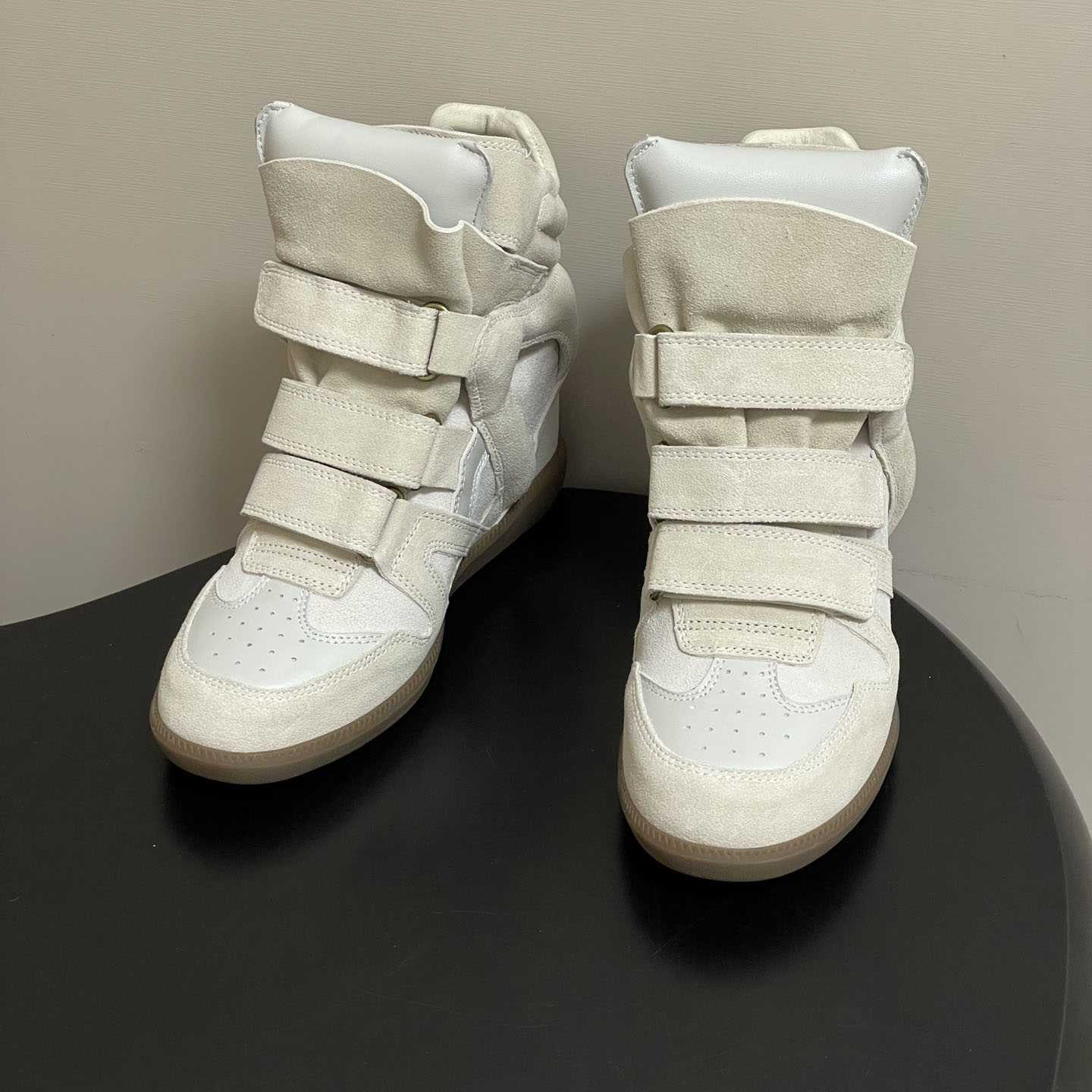 Women's Suede Leather Wedge Sn – Velcro Hook Loop recenzja i cena