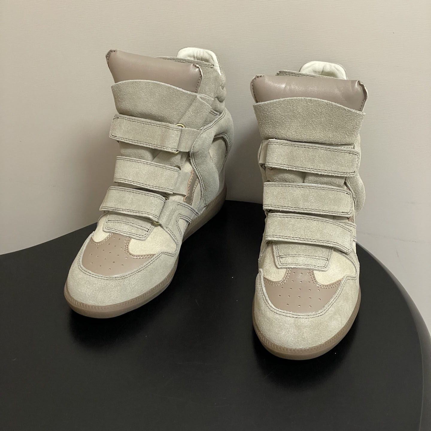 Women's Suede Leather Wedge Sn – Velcro Hook Loop recenzja i cena
