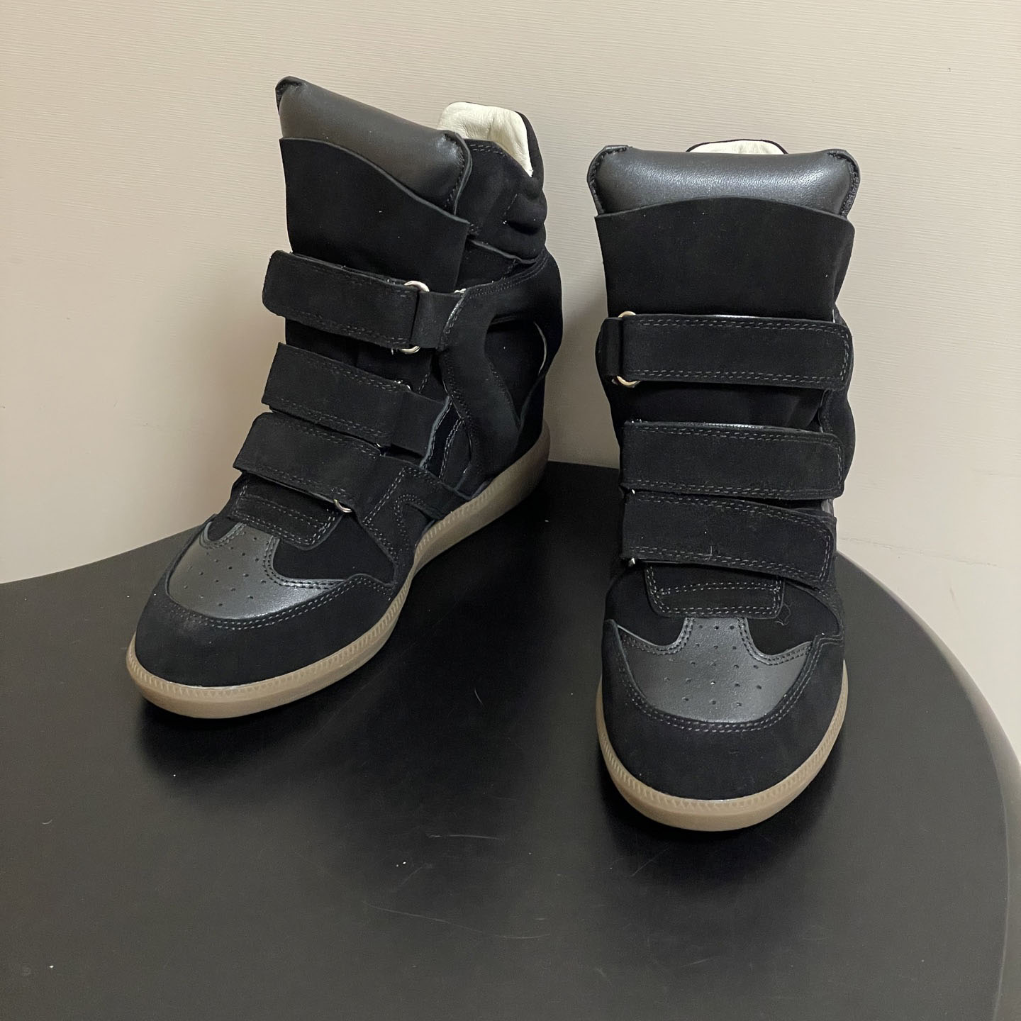 Women's Suede Leather Wedge Sn – Velcro Hook Loop recenzja i cena