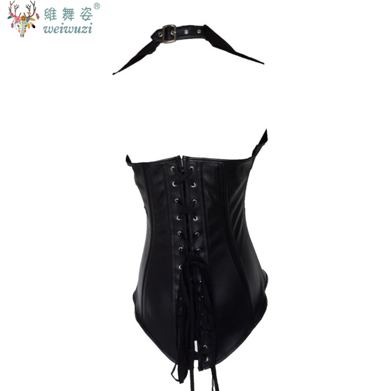 Black Sexy V-Neck PU Leather C – Boning Corset Steel recenzja i cena