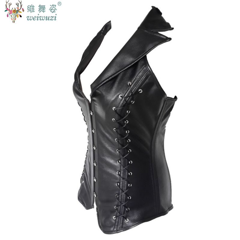 Black Sexy V-Neck PU Leather C – Boning Corset Steel recenzja i cena