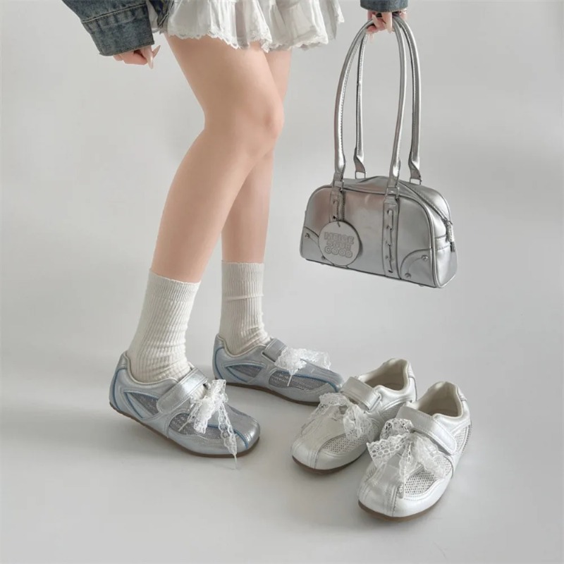 Women Casual Shoes Silver Retr – Velcro Hook Loop recenzja i cena